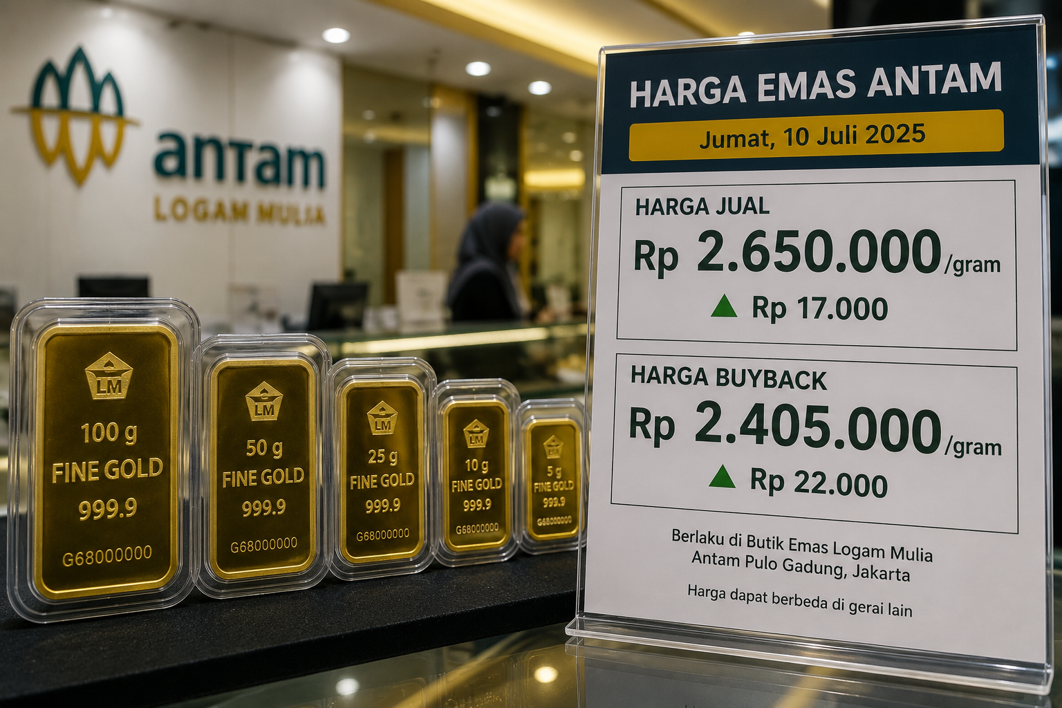 Harga Emas Antam Naik Rp17.000, Sentuh Rp2,65 Juta per Gram