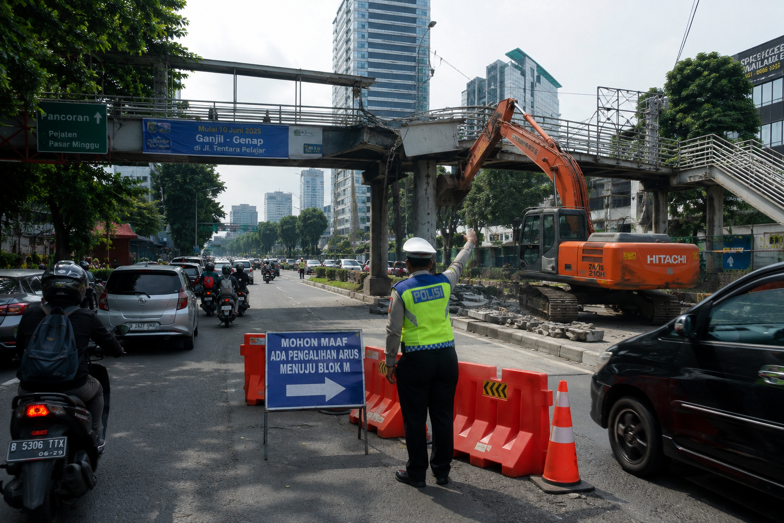 Rekayasa Lalu Lintas Diterapkan Selama Pembongkaran JPO Tendean